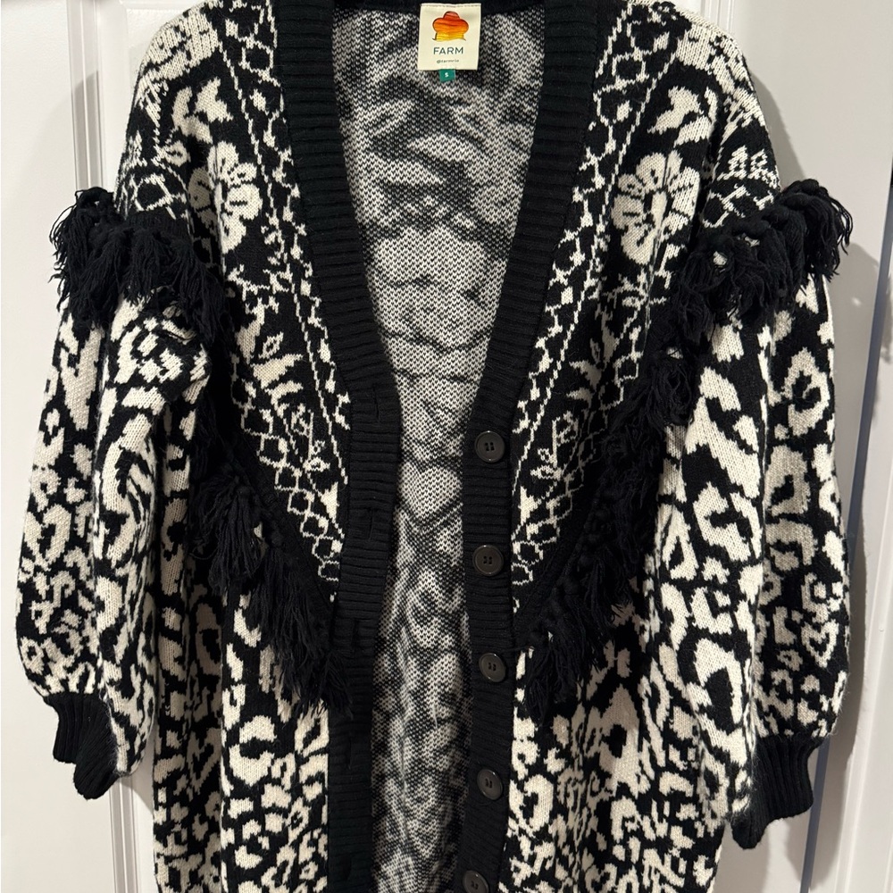NWOT FARM Rio Pineapple Garden Fringe Cardigan Sweater